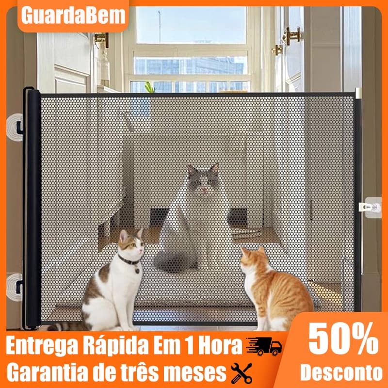 Portão Tela Segurança Bebês Pets Cercadinho Grade Retrátil Cerca Para Crianças