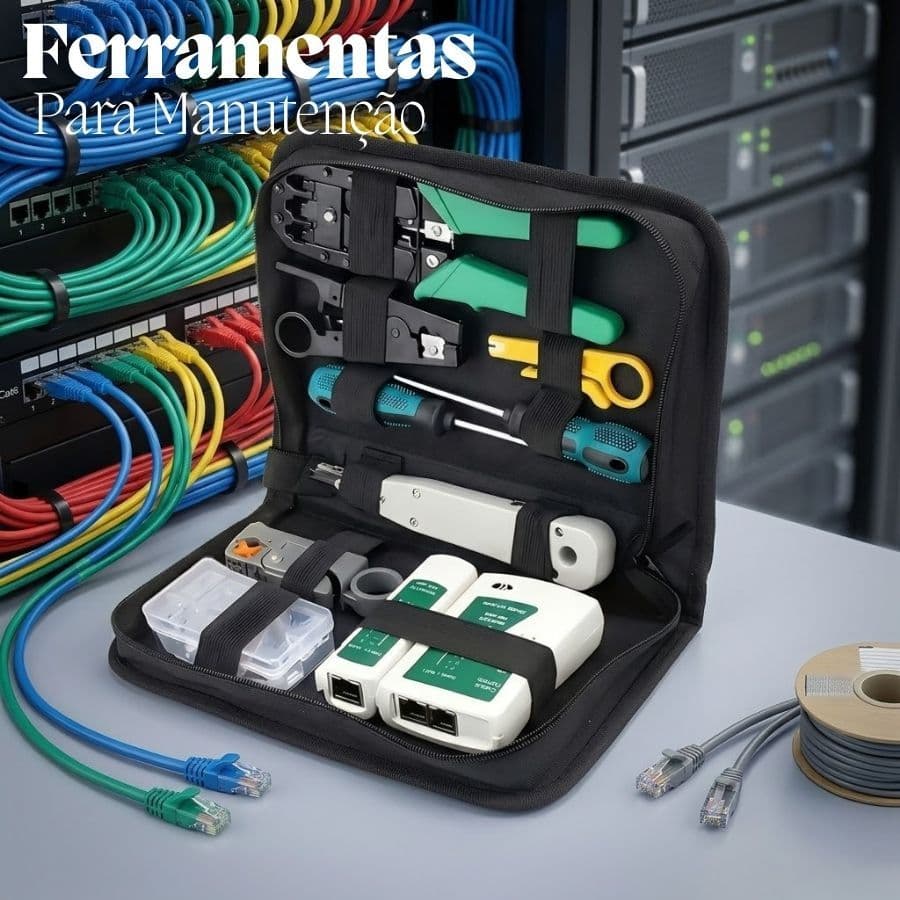 Kit Ferramentas Para Manutenção De Rede Informática Internet Com Testador De Cabos Alicate Crimpar