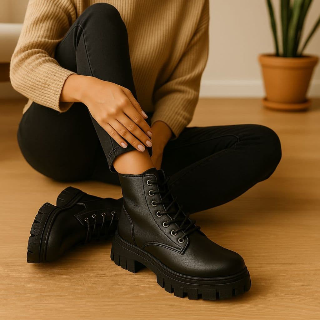 Bota Coturno Feminina Tratorada Motoqueira Lançamento Inverno