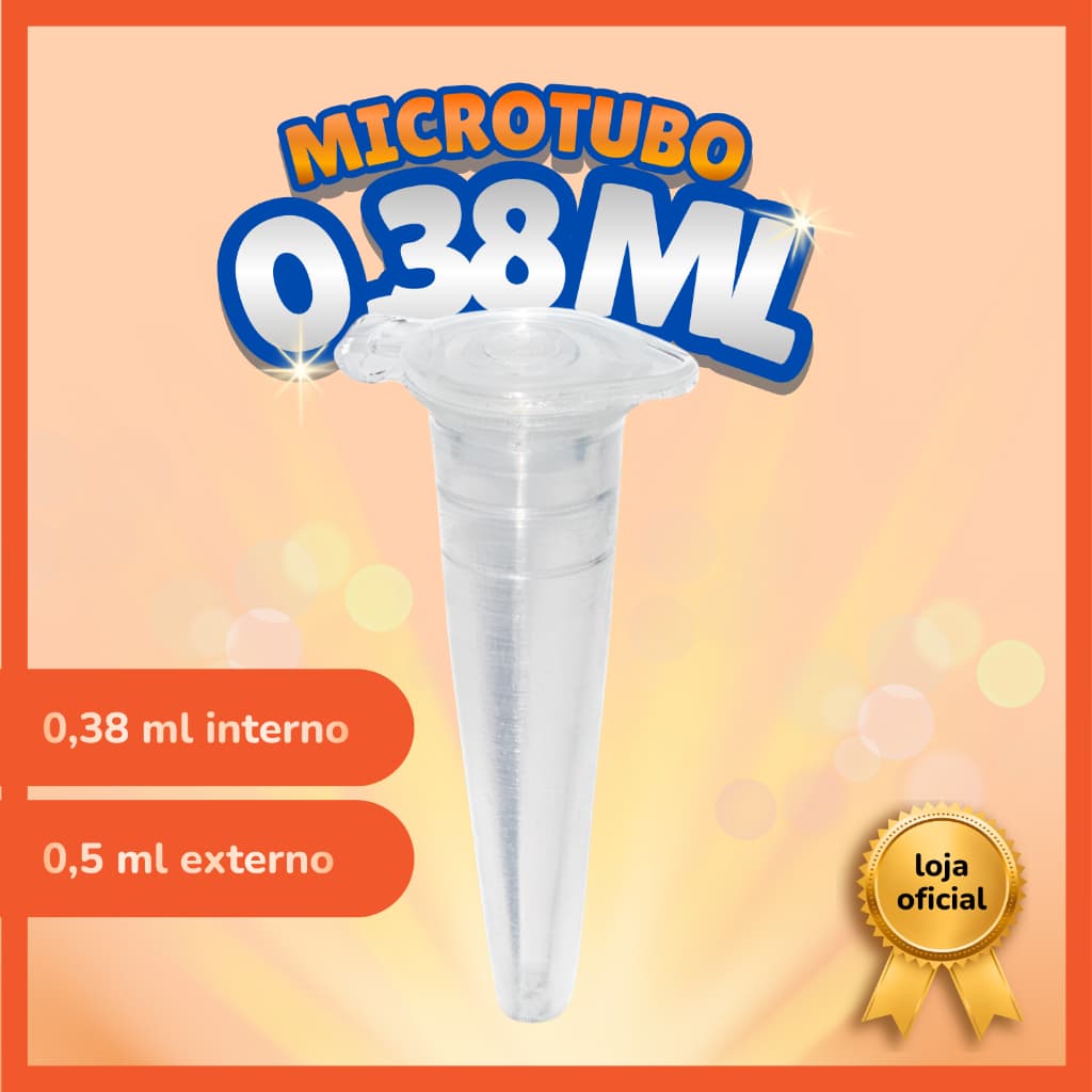 Microtubo Conico 0,38Ml Interno 0,5 Externo Neutro Pacote C/1000 Unidades