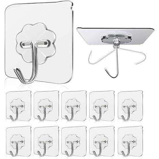 50 Peças Ganchos De Suspensão Transparentes Autoadesivos Fortes Para Utensílios De Cozinha E Banheiro