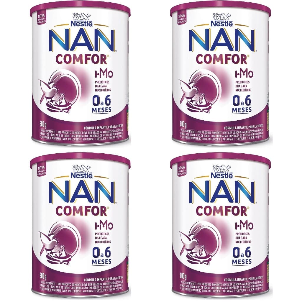 Kit 4 Latas NAN Comfor 0 a 6 Meses 800g cada (ROXO) EQ.1