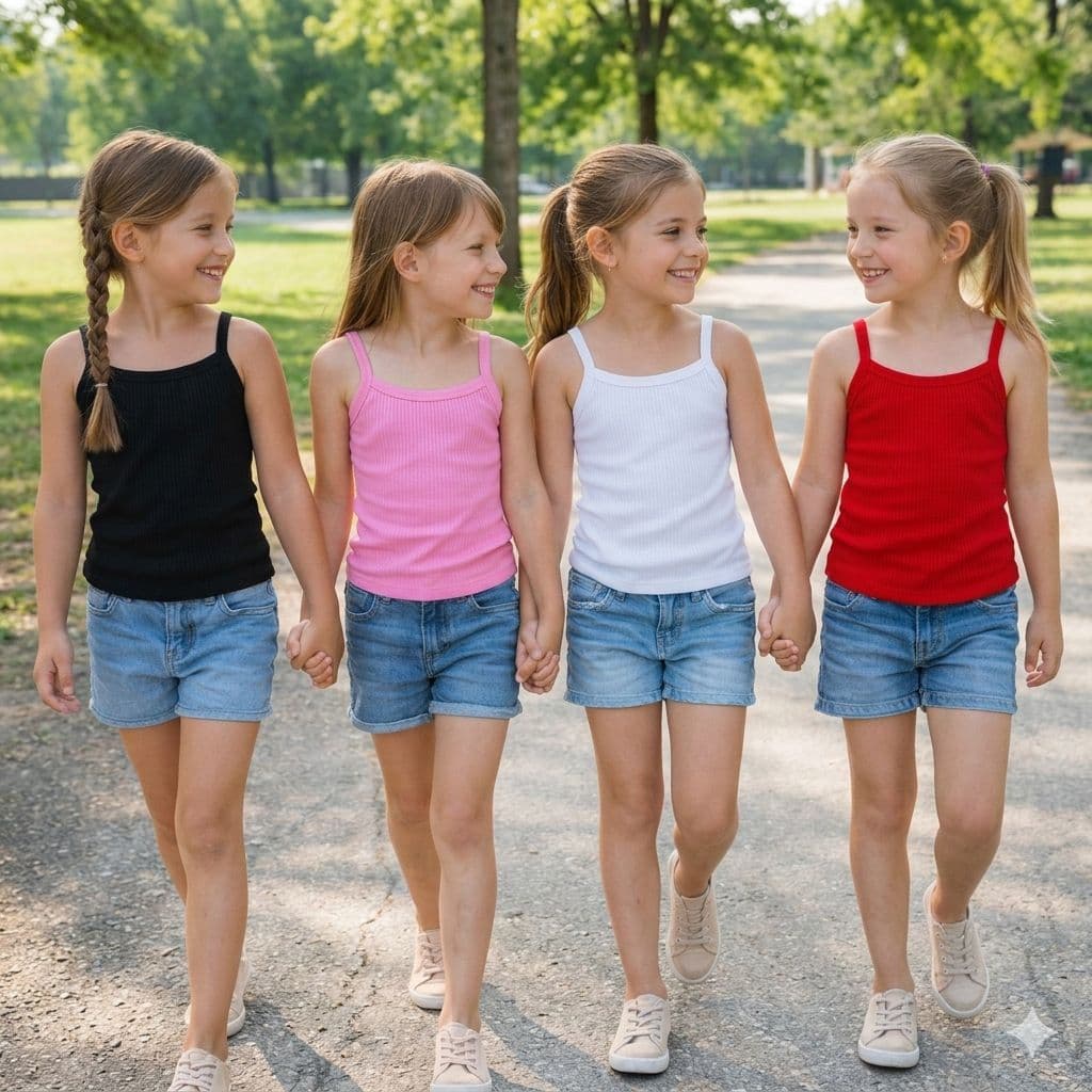 Camiseta regata canelada feminina menina infantil.