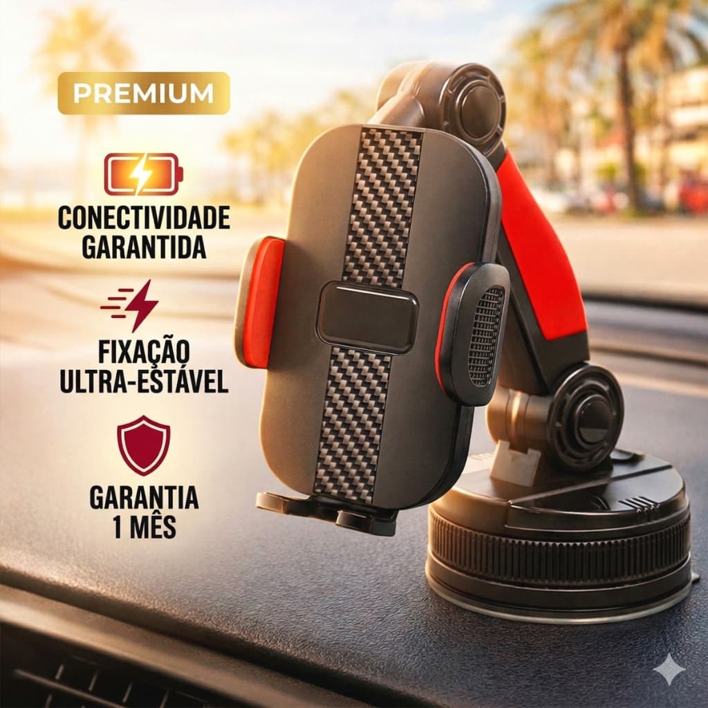 Suporte Celular Painel Carro Universal GPS Trava Automática e Fixação Extra Forte  Ideal p/ Uber e Viagens