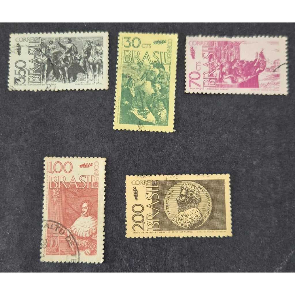 Série completa de selos usados dos correios 1972 - Sesquicentenário da independência. C753 a C757.