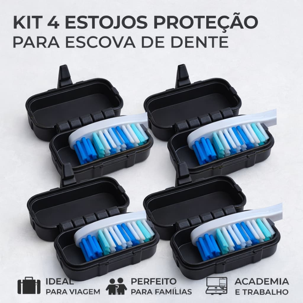 Kit 4 Capinha Protetores de Escova de Dente Protetor de Cerdas Higiênica Escova Viagem Academia Trabalho Família