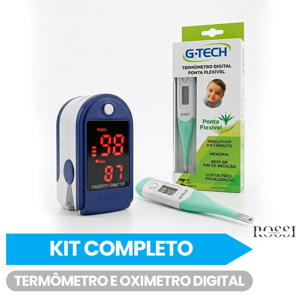 Oxímetro de Dedo + Termômetro Digital Kit Saúde com Envio Rápido