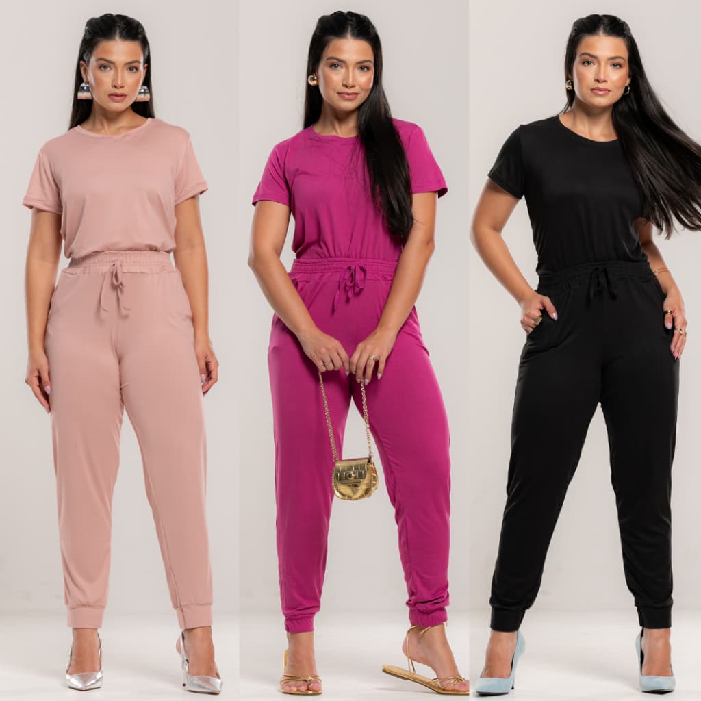 Conjunto Feminino Malha Suede Light Calça Jogger Blusa Feminina Confortável Fardamento Roupa