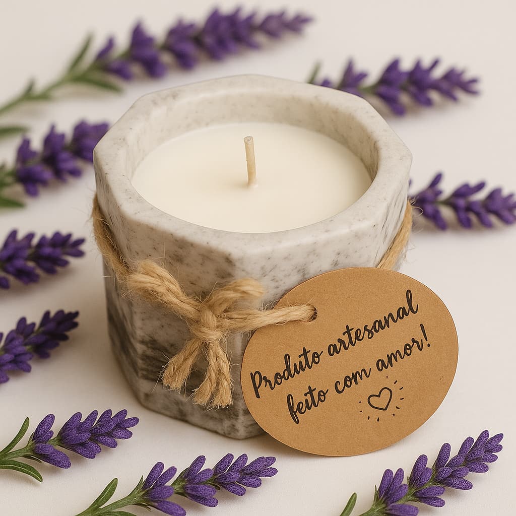 Vela Aromática 35g Perfumada Artesanal 100% Vegetal Premium Vaso de Cimento Vasinho Gesso