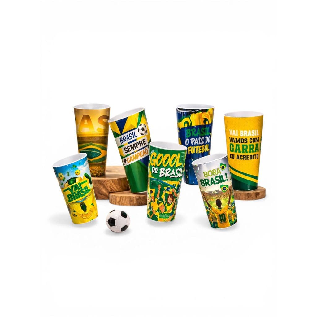 Kit Brasil 12 Copos 350ml Copa Do Mundo Futebol