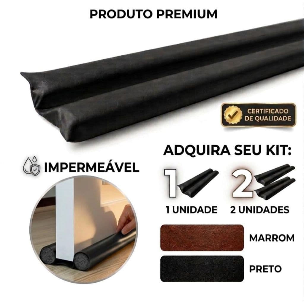 Kit 1 ou 2 Veda Porta 80cm Protetor Duplo Ajustável  Impermeável Contra Insetos Poeiras e Ventos
