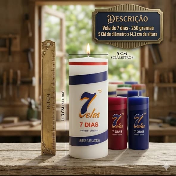 kit c/ 12 Velas de 7 dias 250 g Branca ou Colorida Parafina Pura