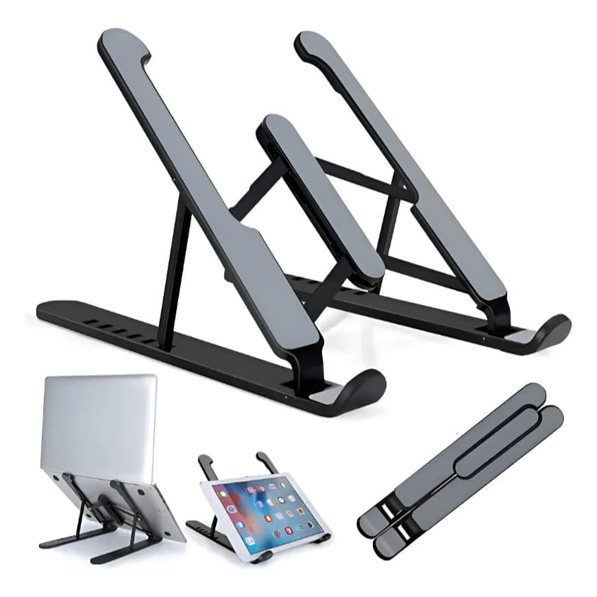 Suporte Dobrável para Notebook e Tablet - Base Plástica Portátil Ajuste Prático