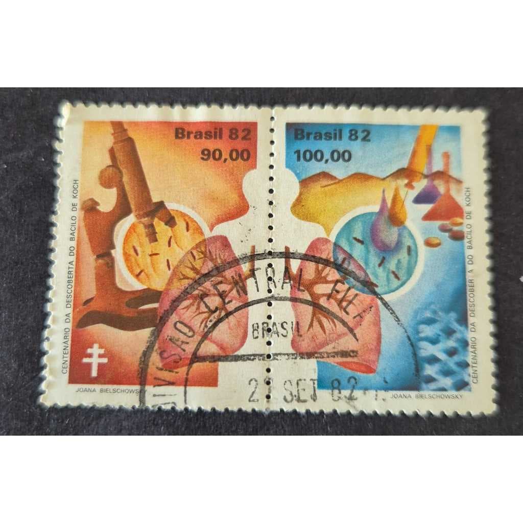 Selo dos Correios- 100 anos da descoberta do bacilo de Koch selo usado C1248 e C1249. Filatelia