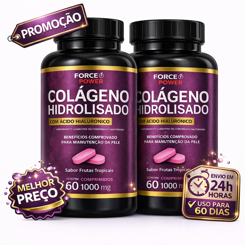 02 Colageno Hidrolisado com Acido Hialuronico Total 120 Comprimidos ( KIT PARA 02 MESES USO )