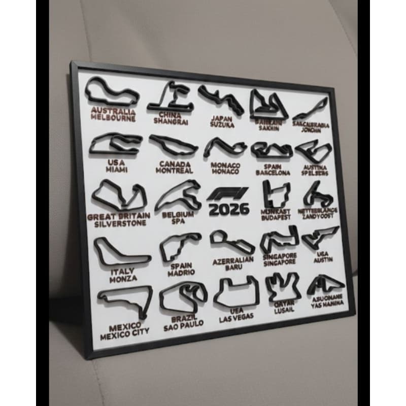 Decoração quadro calendário formula 1 corridas com circuitos