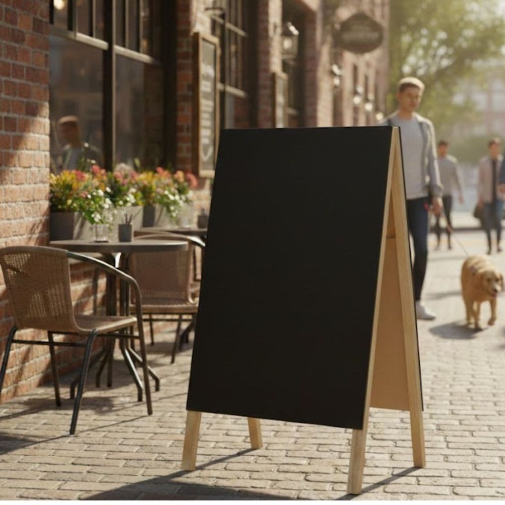 Cavalete Calçada Cardápio Lousa Preta 70x50cm Moldura Natural Gv Office