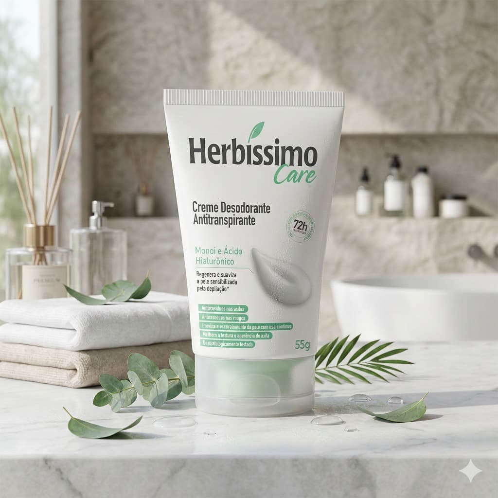 Creme Desodorante Antitranspirante Herbíssimo Care Monoi E Ácido Hialurônico 55g