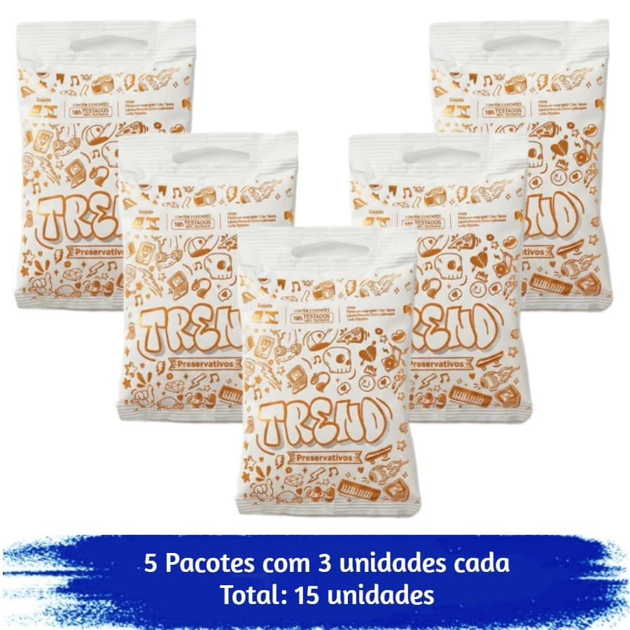 Preservativo Trend Lubrificado Com 15 Unidades 5x3