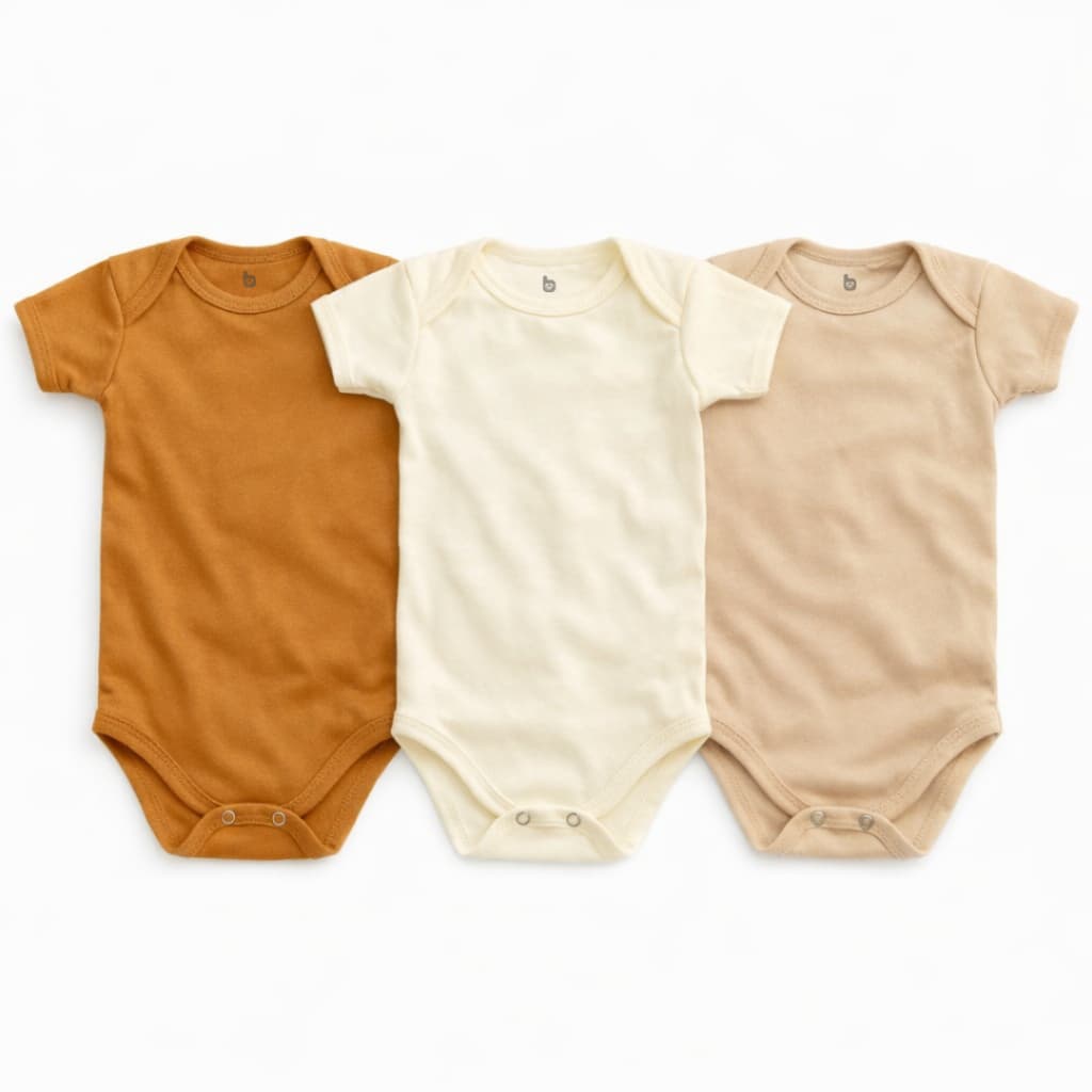 Kit Body Liso Bebê Neutro 3 Peças 100% Algodão.