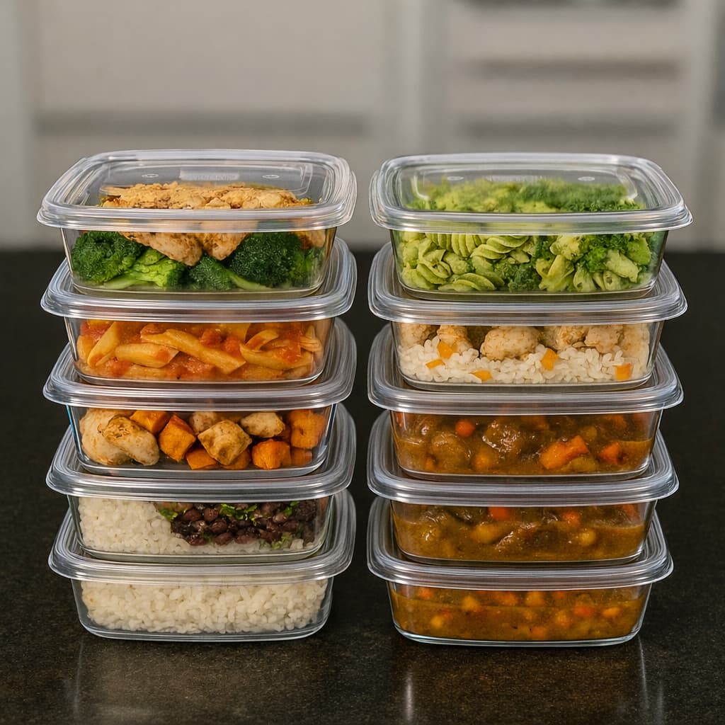 Kit 10 Potes Marmitas 1.000ml 1kg Vasilhas transparentes BPA FREE reutilizável cozinha microondas