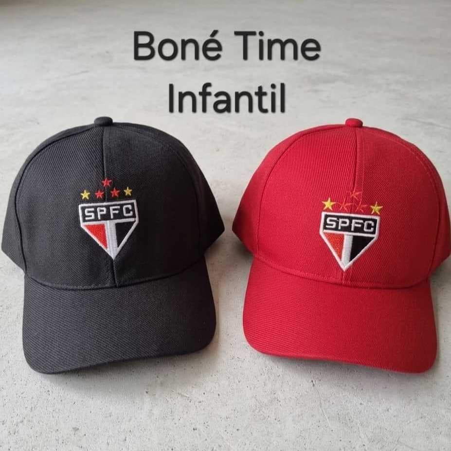 Boné Infantil de Time Aba Curva Preto e Vermelho
