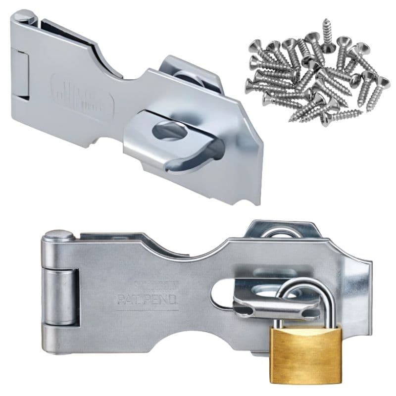 Fecho Porta Cadeado 4 Polegadas Para Armários Gavetas Com Parafusos