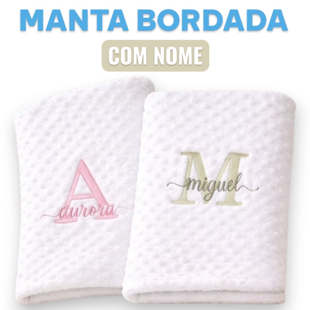 Manta Cobertor Cobertinha Berço Pipoquinha Personalizado Bordado Confortável com nome do bebê