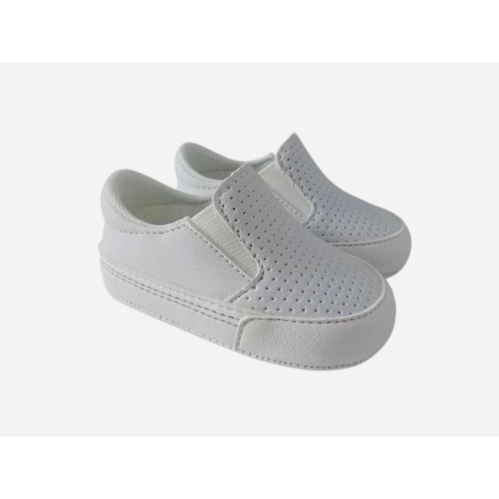 Tênis Slip On Casual Branco Batizado Moderno Menino e Menina Elástico sapatinho de  Bebê