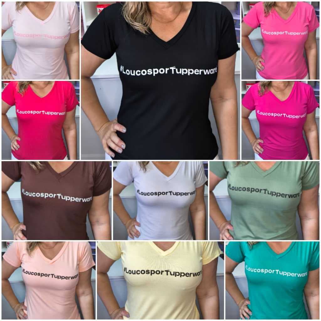Blusa Baby Look em Viscolycra "LoucosporTupperware"
