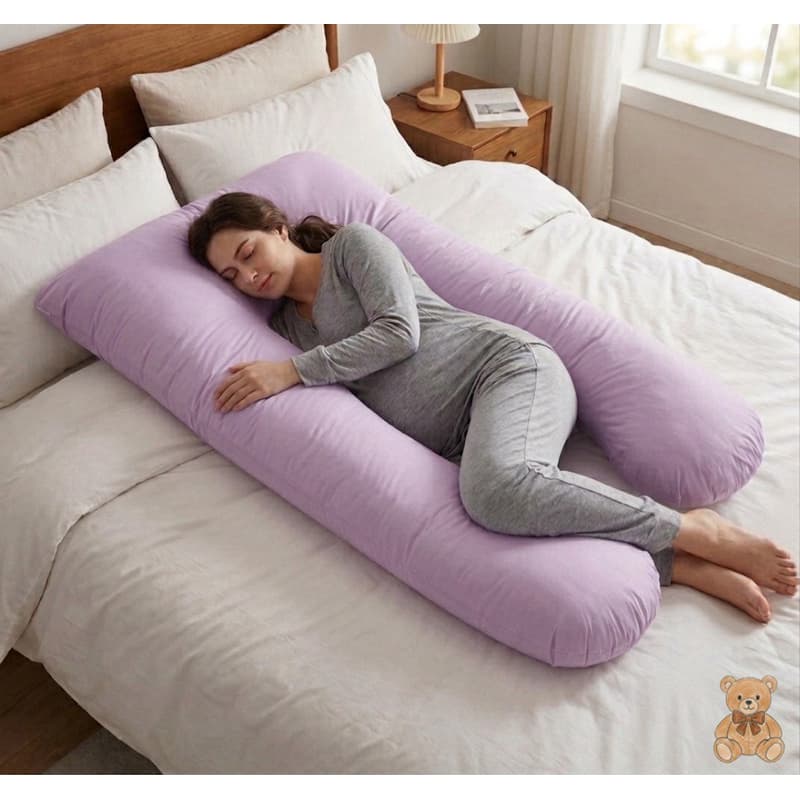 Almofada Travesseiro De Corpo Para Grávida Dormir Amamentar Formato U Macio Lavável 1,20m Xuxão Chuchão
