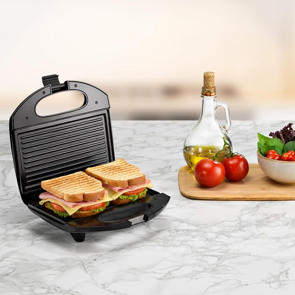 Sanduicheira Elétrica Bak BK-SAND750 220V 750W Grill Antiaderente Duplo Aquecimento Inox Original