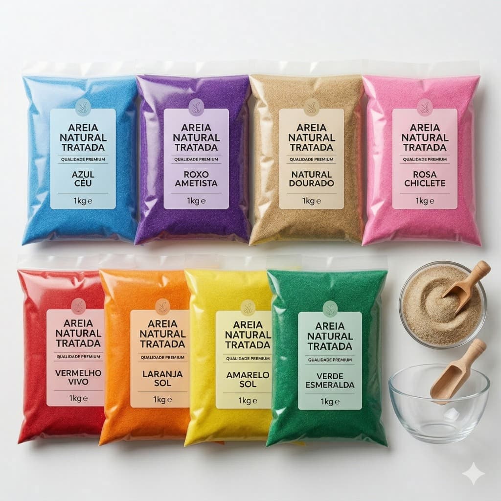 1kg areia natural tratada colorida antialérgica atóxica todas as cores