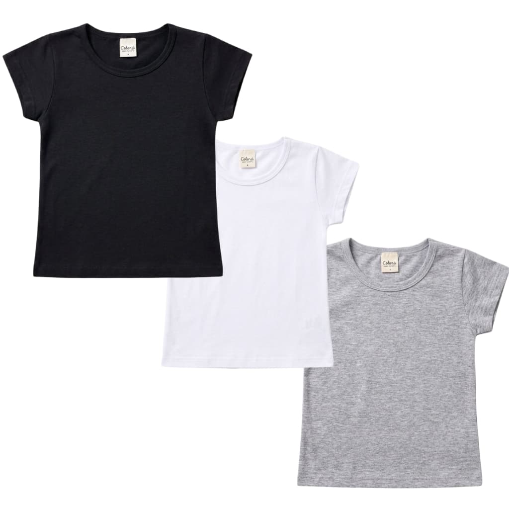 1 Blusa Manga Curta Infantil Menina Básica Lisa Camiseta Basica