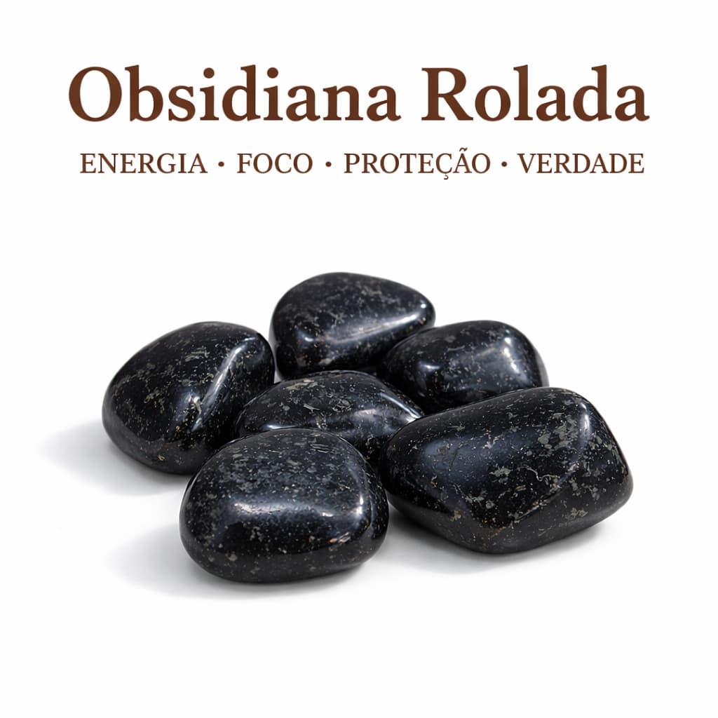 Obsidiana Rolada 2cm Cristal Natural Limpeza Energética Pedra Natural para Energia Foco Proteção Verdade Envio Rápido