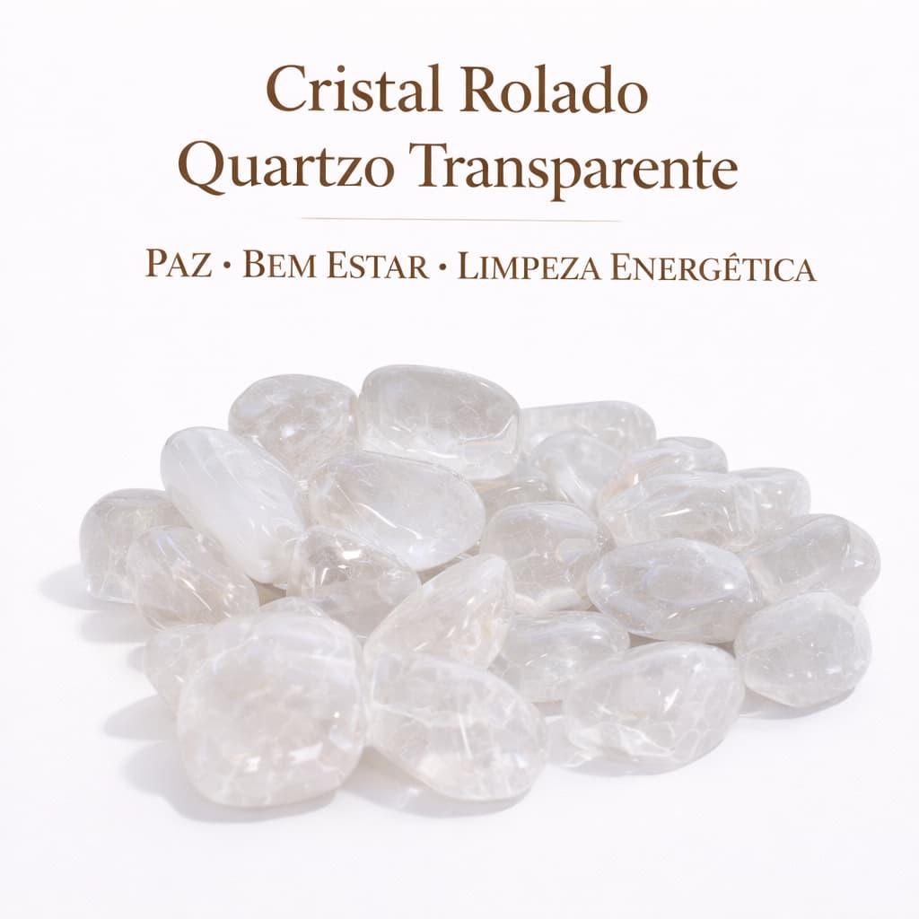 Quartzo Cristal Rolado Transparente Pedra Natural para Paz Bem Estar Limpeza Energética até 5cm Envio Rápido