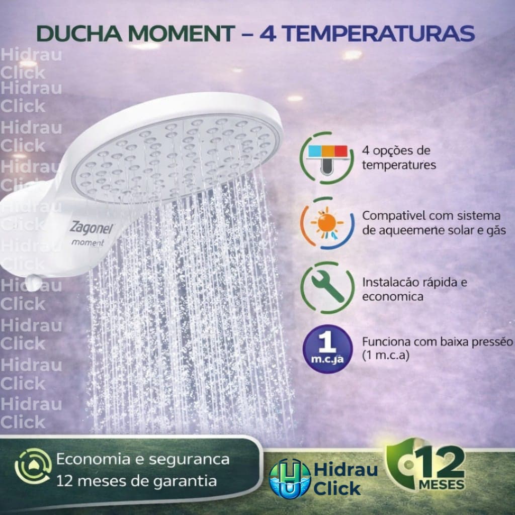 CHUVEIRO ELÉTRICO DUCHA MOMENT 4 TEMPERATURAS BRANCO ZAGONEL