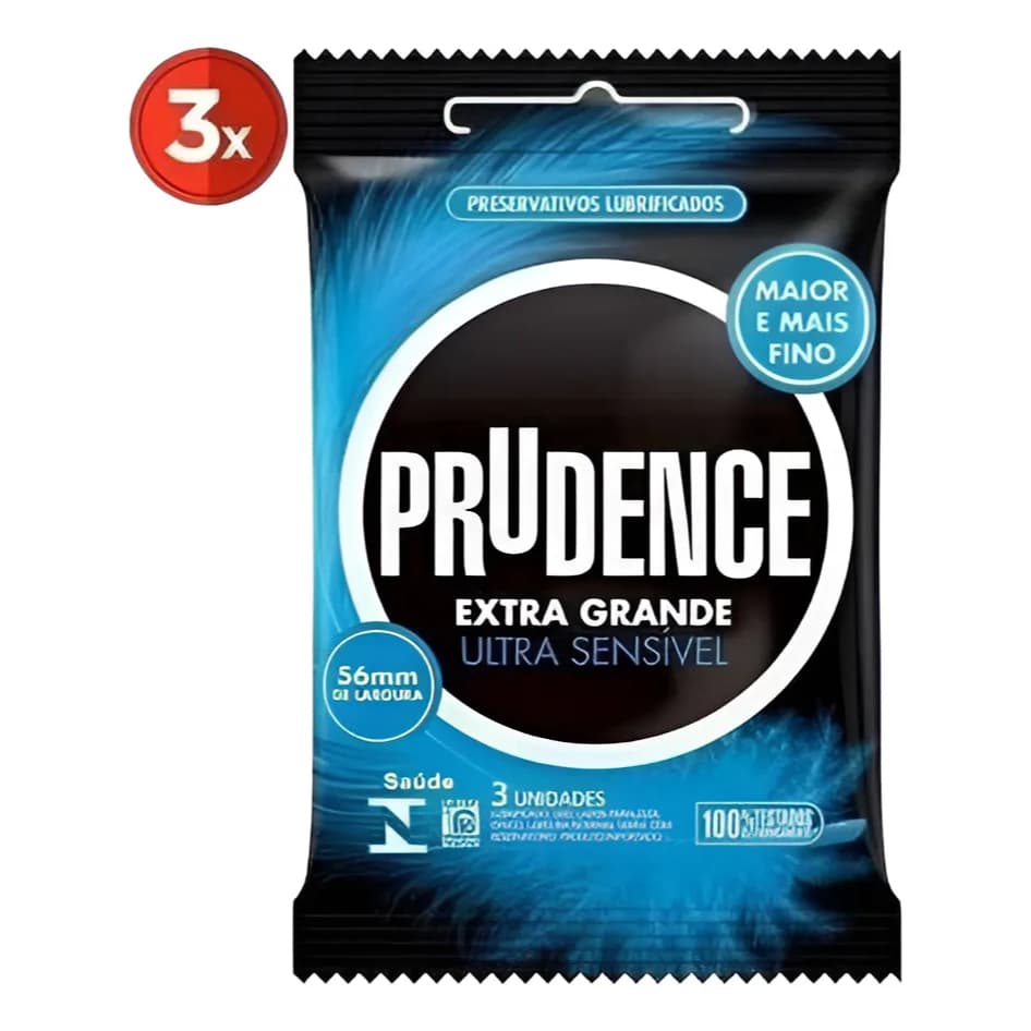 Preservativo Prudence Extra Grande Sensível 3 Pacotes, 9 Uni