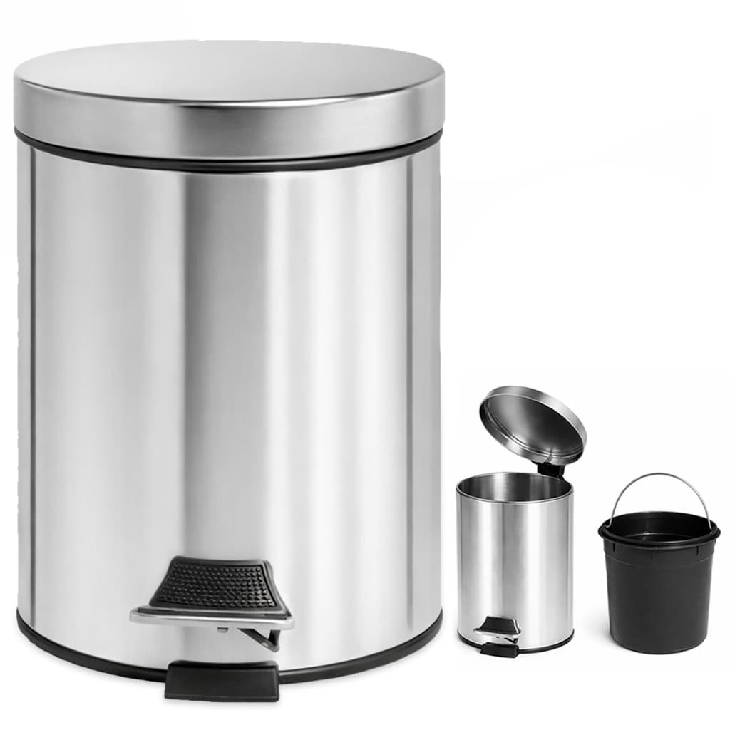 Lixeira Inox com Tampa e Balde – 12 Litros Cozena | Sofisticação e Praticidade - Aço Inoxidável