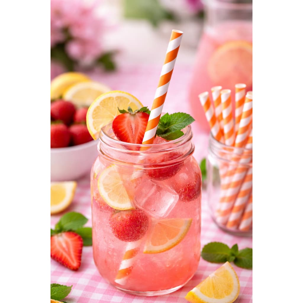 Canudos Papel Listrados na Cor Laranja | Canudos Biodegradáveis e Sustentáveis para Drinks/Bebidas/Decorações