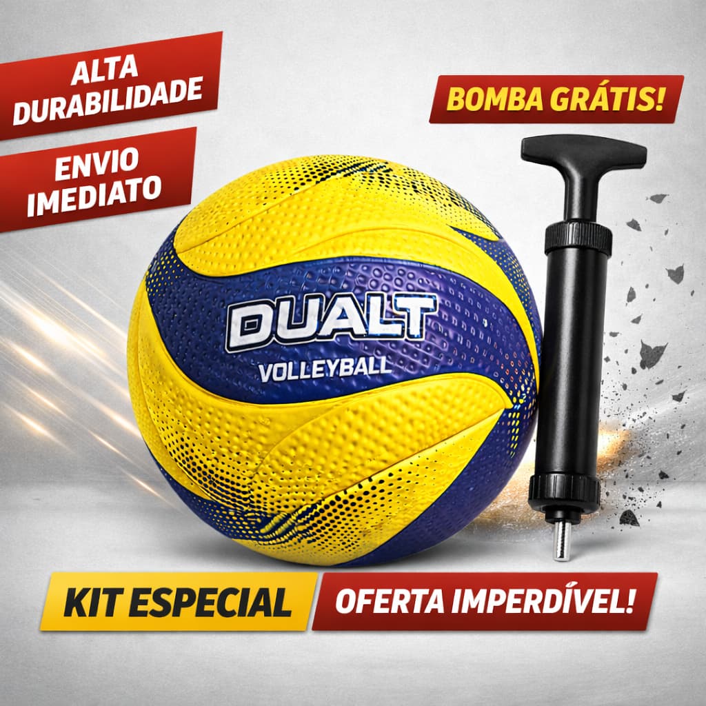 Bola Vôlei Dualt VP200 + Bomba Grátis Profissional Resistente Promoção