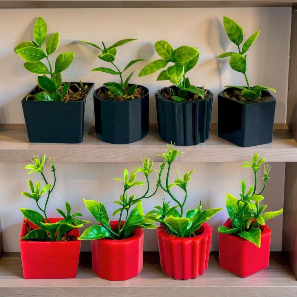 Conjunto 8 Vasinhos com Folhagem Realista Para Decorar Sala Escritório