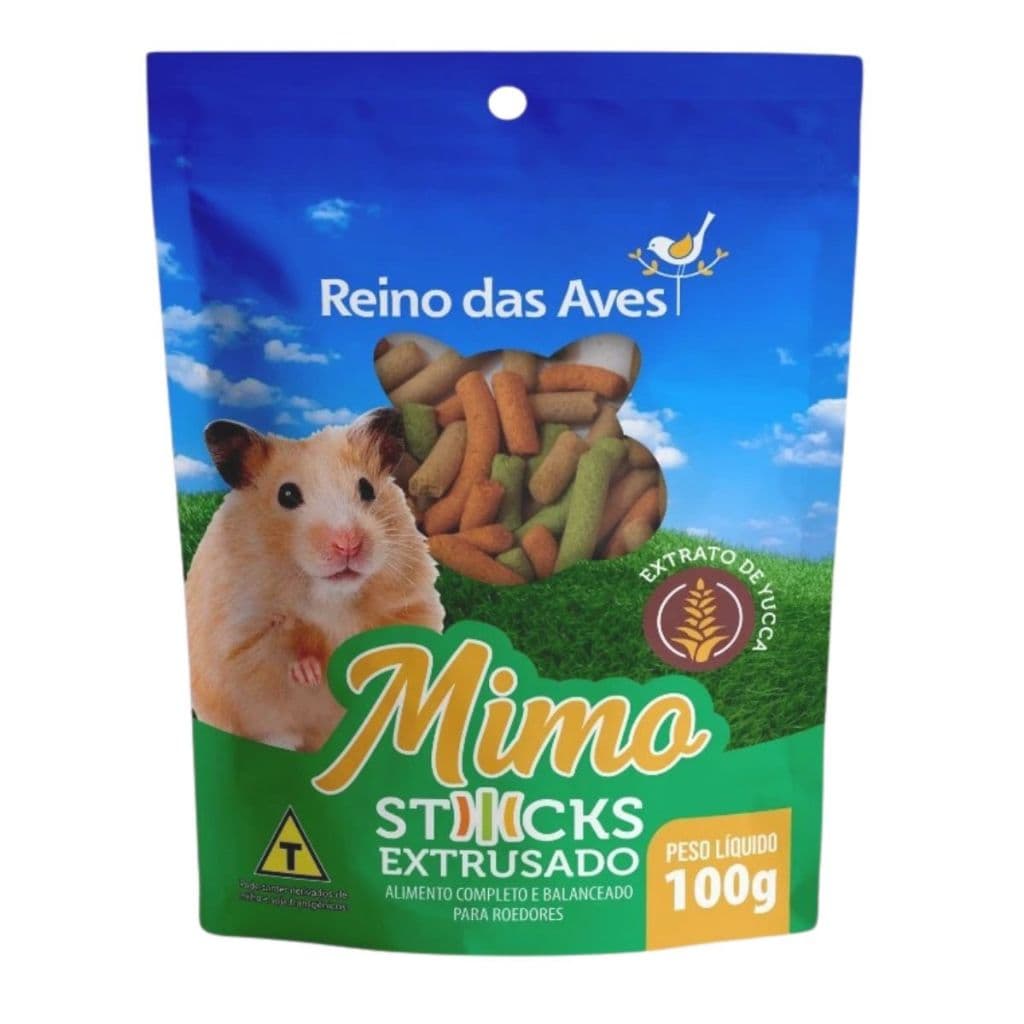 Sticks Mimo Petisco Extrusado Para Roedores 100g Reino das Aves