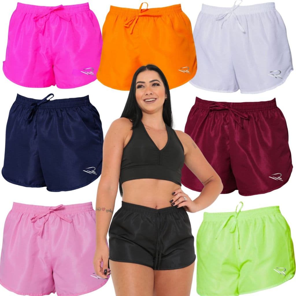 Shorts tactel feminino shortinho saida praia Short Academia Promoção