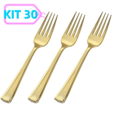 30 Peças Garfo De Aço Inoxidável Multifuncional De Jantar/Ouro/Premium Utensílios De Mesa