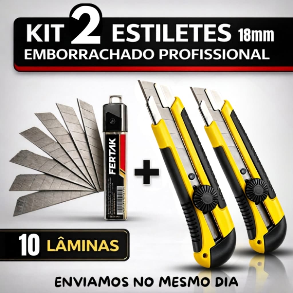 Kit Estiletes Profissionais Emborrachados + 10 Lâminas