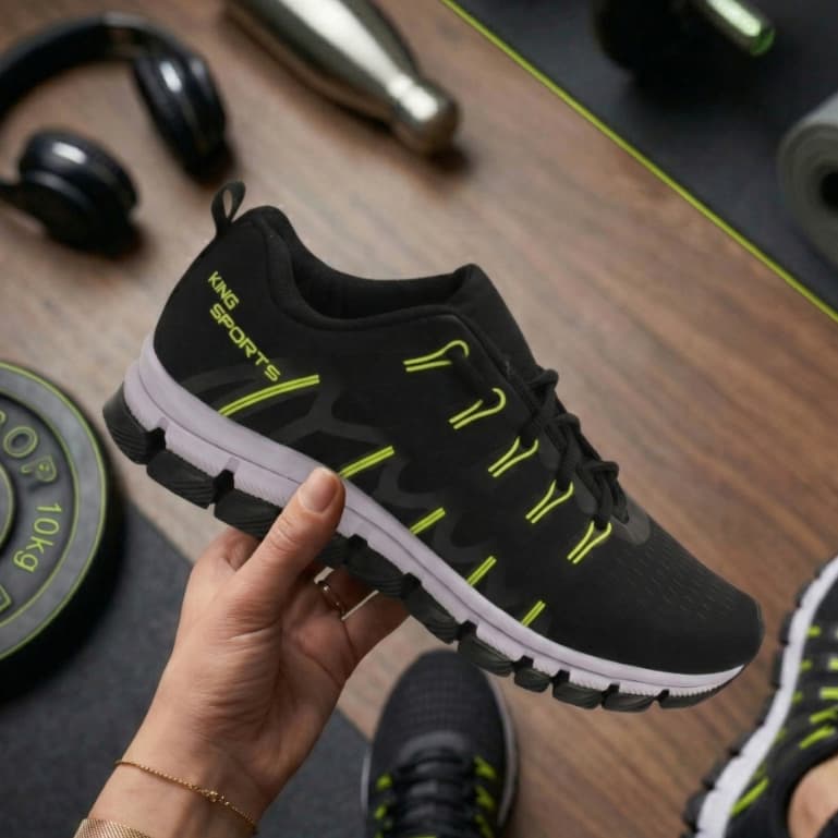 Tênis Masculino Preto Para Academia e Corrida Design Moderno com Amortecimento e Aderência Superior