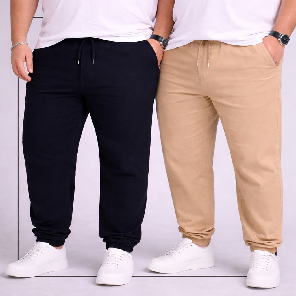 Kit 2 Calças Jogger Plus Size Masculina Com Punho
