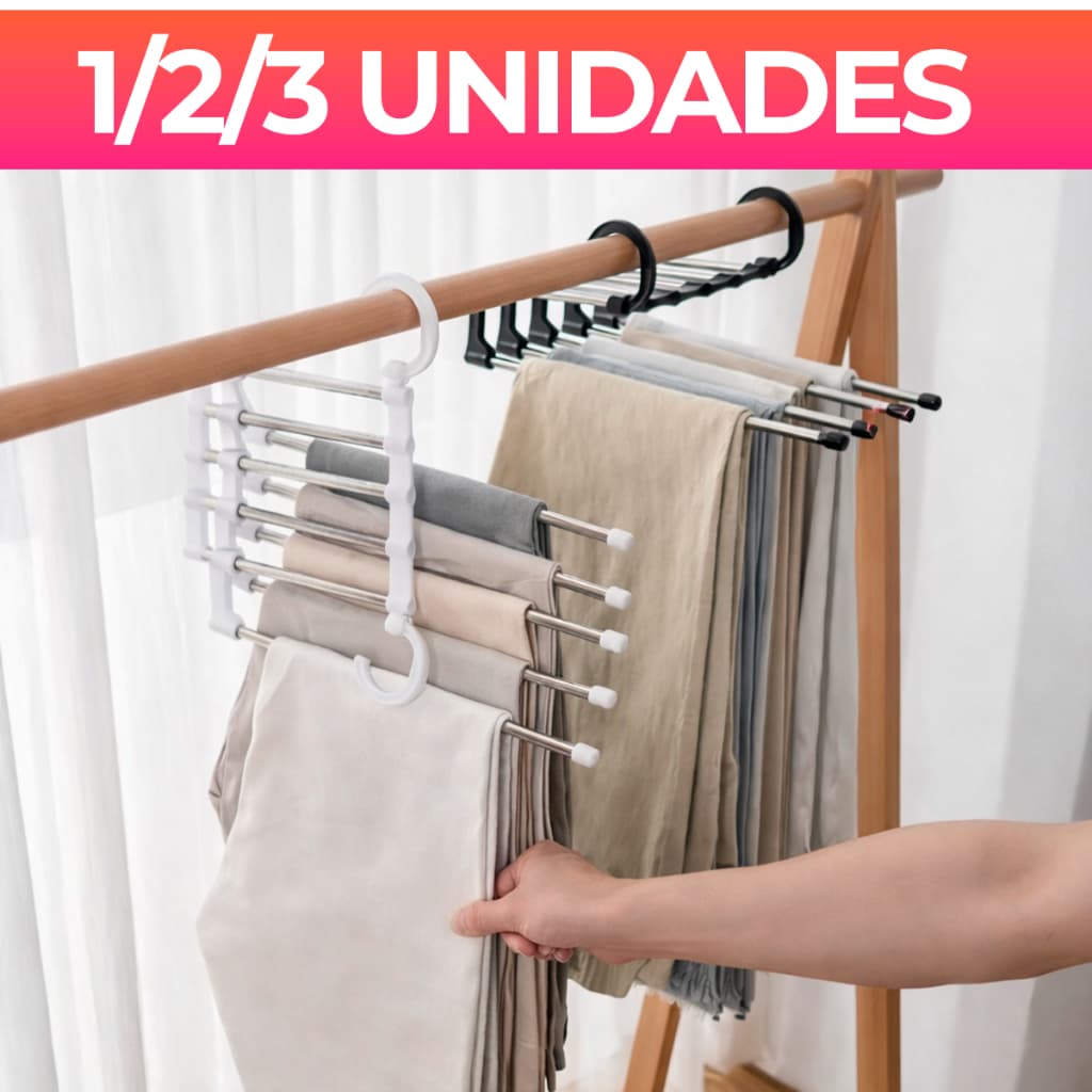 Kit 1/2/3 Cabide Para Calças Roupas Multiuso Reforçado Adulto Saias Camisetas
