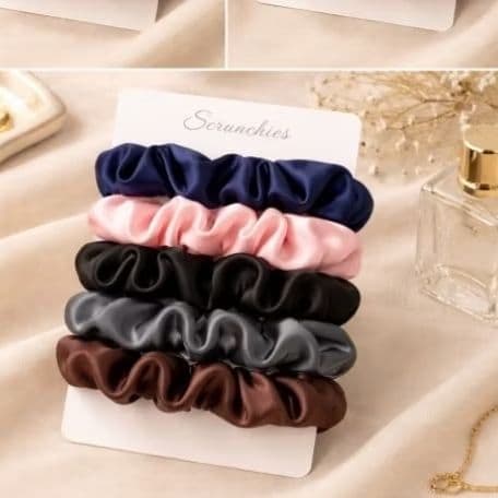 kit 5 xuxinhas de cabelo , scrunchie, cetim - elástico de cabelo -xuxinha de cabelo -xuxinha de cetim